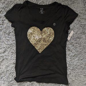 NYC Black T-Shirt Gold Heart
